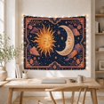 thumbnail image 5 of Celestial Sun and Moon in Night Sky with Floral Border, Serene Boho for Cosmic Harmony Lovers, Bohemian Nature Wall Decor, Housewarming Gift, Tapestry Wall Hanging for Bedroom and Living Room, 5 of 7