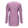 thumbnail image 4 of Women's T-Shirts Autumn Winter Long Sleeve Loose Fit Puff Sleeve Pocket Solid T Shirt for Casual Fashion, 4 of 5