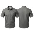 thumbnail image 2 of Mens Short Sleeve Button Down Shirt Casual Print Pocket Top Summer Lightweight Blouse for Work Travel Out Activities Gray S, 2 of 6
