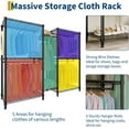 thumbnail image 4 of Heavy Duty Freestanding Garment Rack - 1630 lbs Capacity Clothes Organizer - 4 Hanging Rods & Adjustable Shelves - Portable Metal Wardrobe Closet System  - 3 Combinations (2x3x2 Floors), 4 of 7