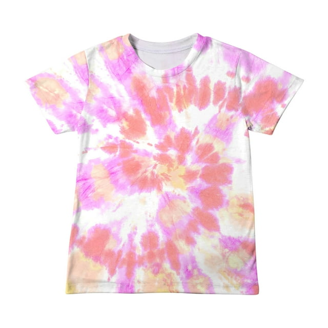 Hauts d'Été Décontractés Filles Garçons Mode Manches Courtes Dégradé Imprimé Hauts Enfant Col Rond Été Décontracté T-Shirt Ample