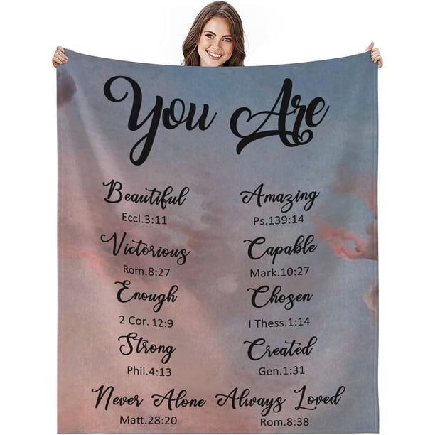 LHSHID Christian Gifts for Women Religious Gifts for Women Catholic Bible Verse Blanket Inspirational Spiritual Scriptures Religious Soft Throw Blanket Birthday Gifts for Women 60x80in