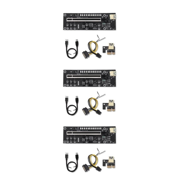 Bearachild Tarjeta de vídeo LED PCI-E, tarjetas gráficas de expansión, 8 condensadores de estado sólido, extensor de 6 pines y 4 pines, No.01 3Conjunto