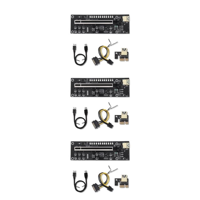 Inteprter Adaptador extensor de tarjetas gráficas de expansión de tarjeta de video LED PCI-E tipo 1 No.01 3Conjunto