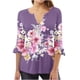 thumbnail image 1 of Camisetas con Cuello en V Mujeres Moda Impresa 3/4 Mangas Blusa, Top Cómodo Casual para el Hogar Y Diario, 1 of 5