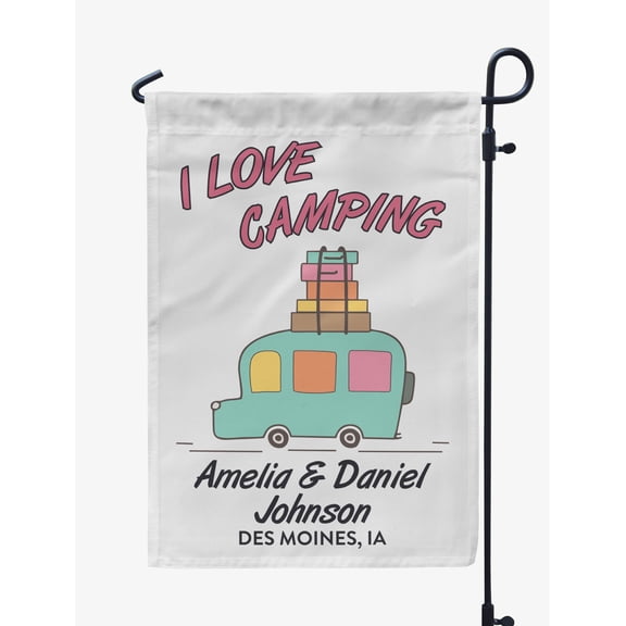 Printtoo White I Love Camping Family Camping Car Personalized Camping Flags For Campers Double Sided CampsiteFlagOutdoor GardenFlags