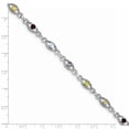 thumbnail image 3 of Sterling Silver 7in Rhod Plated Multicolored Gemstone Link Bracelet 7 Inch "Bracelets, 3 of 3