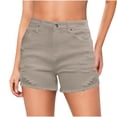 thumbnail image 2 of Xuniizn Jean Shorts Womens Summer Stretchy High Waisted Zipper Button Distressed Ripped Fashion Denim Shorts Straight Slim Jeans Shorts with Pockets, S-2XL, 2 of 8