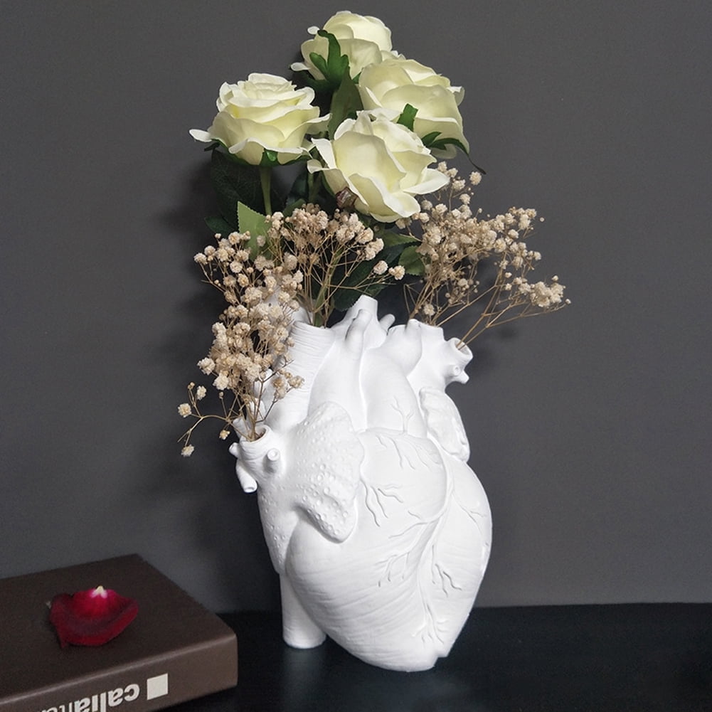 Anatomical Heart Resin Vase Flower Pot Desktop Ornament Home Decor