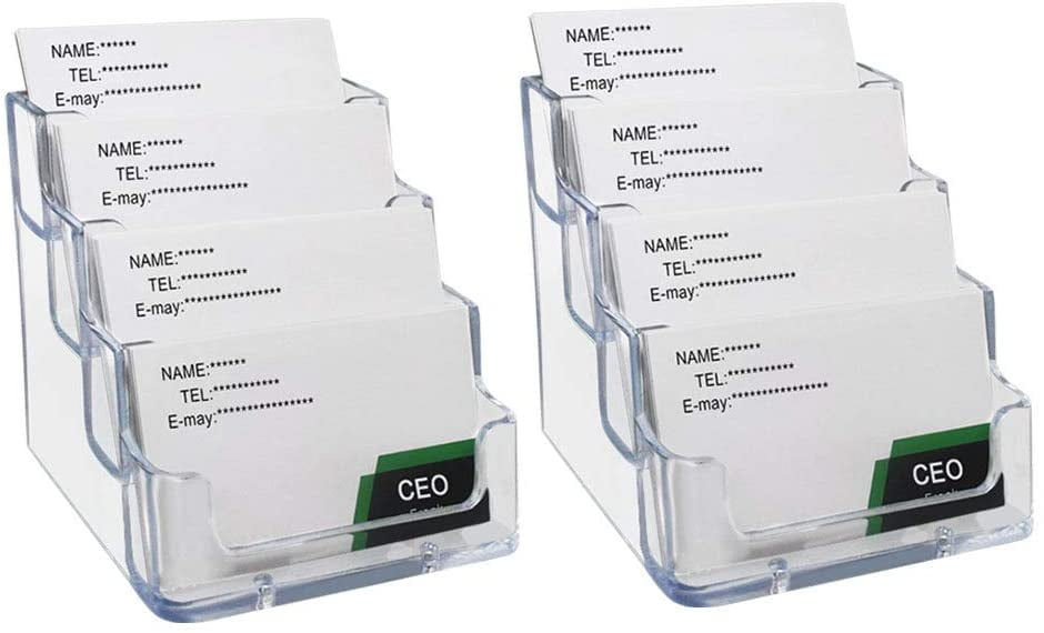 2 Pack Transparent 4Tier Business Card Holder Acrylic Card Display