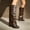 Brown, variant on OKBOP Women's Knee High Boots Slip-On Pointy Toe Slouch Buckle Strap Low Heel Boots for Fall Winter Boots Sizes 35