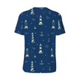 Balery Lighthouses and Anchors Baseball Jersey for Men Casual Button