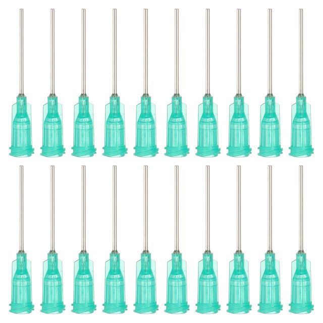 18Ga Dispensing Needles, 102PCS 1 Inch Industrial Blunt Tip Dispensing Needle Syringes with Luer Lock Needle for Refilling Liquid Inks Adhesive Glue Oil,Green