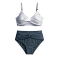 thumbnail image 4 of Gamivast High Waisted Bikini Sets for Women 2 Piece Halter Twist Front Push up Bikini Top with Ruched Bottom Tummy Control Summer Vacation Outfits Wear, 4 of 6