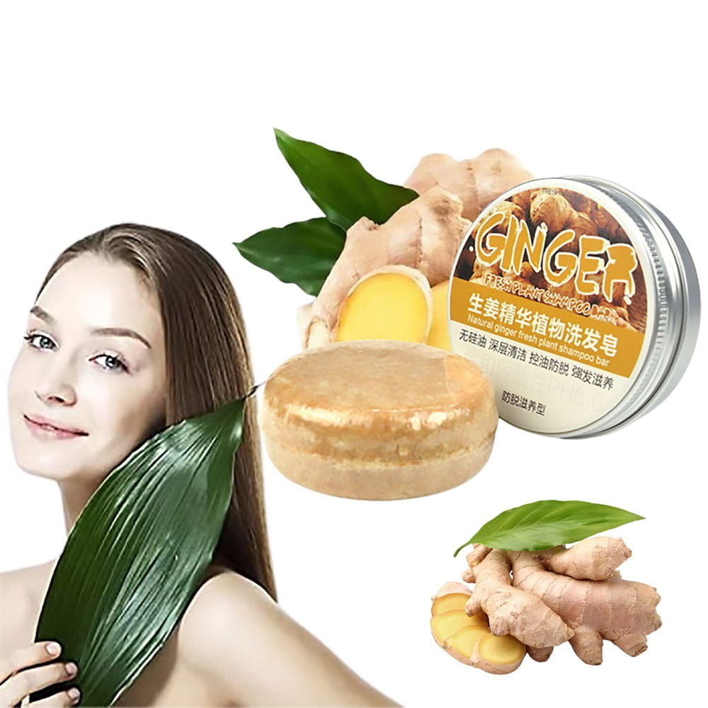 Volumizing Biotin Shampoo for Thinning Hair Care，Ginger Hair Regrowth  Shampoo Bar Organic Ginger Polygonum Shampoo Soap 
