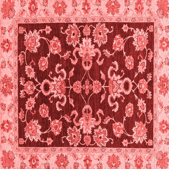 Ahgly Company Machine Washable Indoor Square Oriental Red Traditional Area Rugs, 8' Square