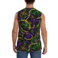 thumbnail image 4 of Bingfone Neon Mardi Gras Pattern Men's Tank Tops Workout Sleeveless Tee Shirts Running Beach Tanks for Men-Small, 4 of 7
