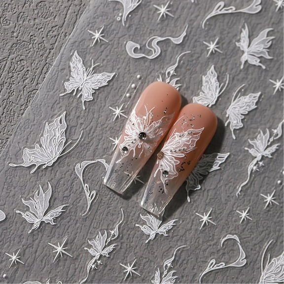 Butterfly Nail Art Stickers 5D Embossed Butterfly Nail Stickers Self-Adhesive Nail Decals for Women Girls DIY Manicure Nails Art Design Decoration Accessories