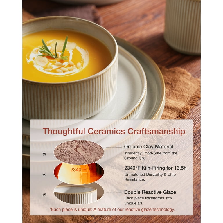 Famiware Stoneware Dinnerware Set for 4, 12 Piece Set, Plates and