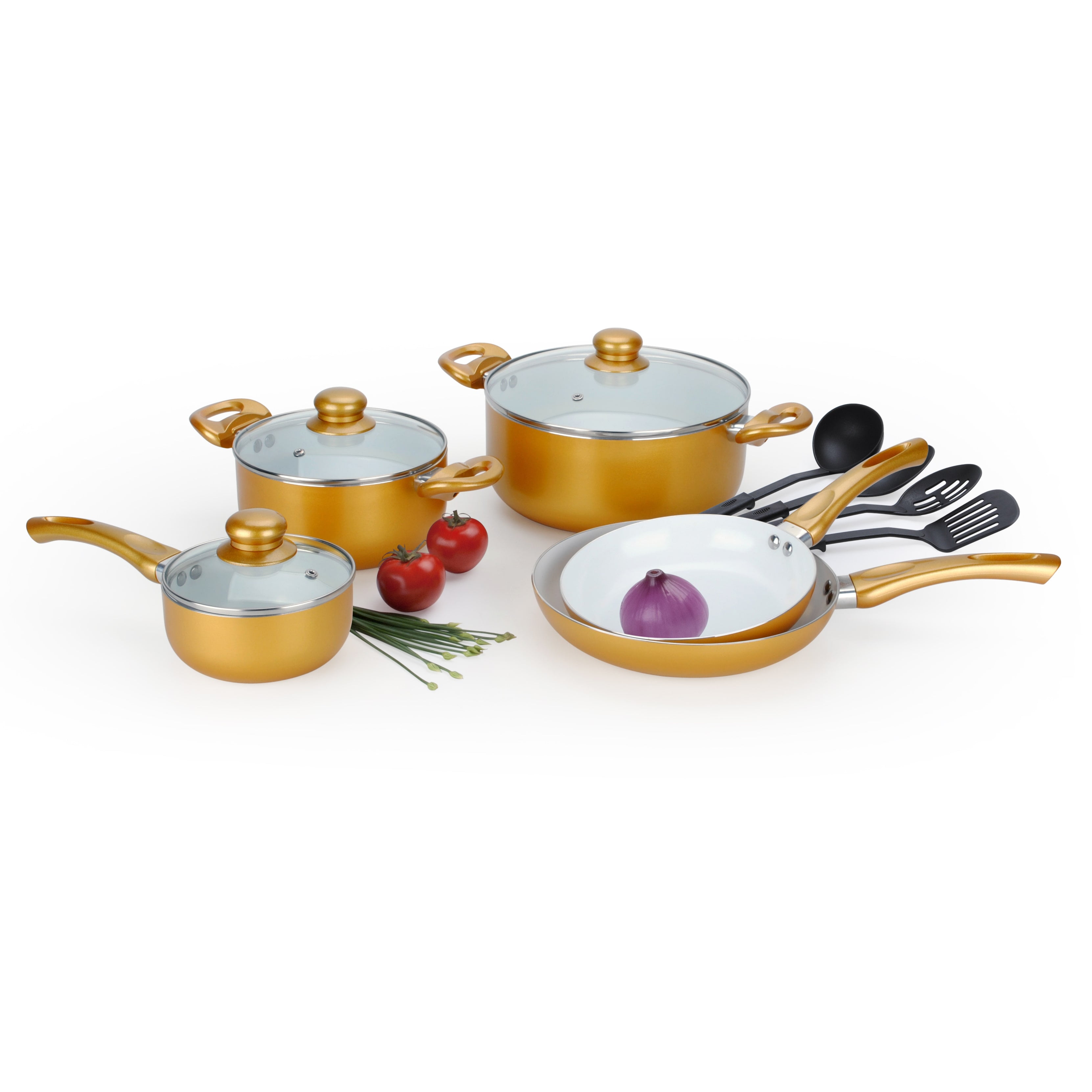OEM 12Piece Ceramic Cookware Set, Gold