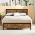 thumbnail image 3 of VECELO 3-Piece Full Bedroom Sets with Wooden Headboard Bed Frame and 2 Brown Nightstands, 3 of 8
