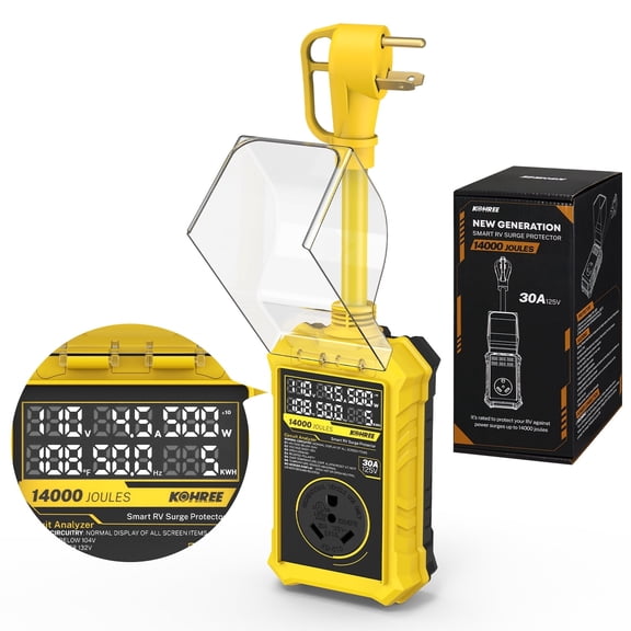 Kohree RV Surge Protector 30 Amp, 125V 14000 Joules RV Circuit Analyzer with High/Low Voltage Protection for Camper Travel Trailers