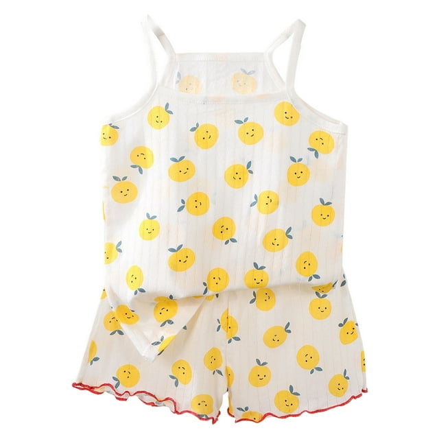 Hiiyo Pyjama d'Été pour Filles, Camisole et Short Mignons à Motif de Dessin Animé, Tenue de Nuit