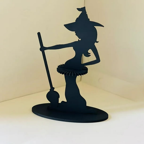 Servilletero de bruja Dispensador de servilletas de Halloween Escultura de bruja negra creativa para mesa de comedor