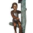 thumbnail image 2 of Nifao Boy Sitting on a Tree with Mailbox Bronze Statue – Outdoor Garden Decor Sculpture, 22"L x 23"W x 49"H, 2 of 13