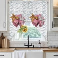 thumbnail image 6 of Valentine's Day Swag Curtains for Kitchen/Bedroom/Living Room, Pink Love Box Abstract Point Stripes Scalloped Curtains 63 Inch Long, Window Swag Topper Curtains Valances 2 Panels Set 36"x63", 6 of 8