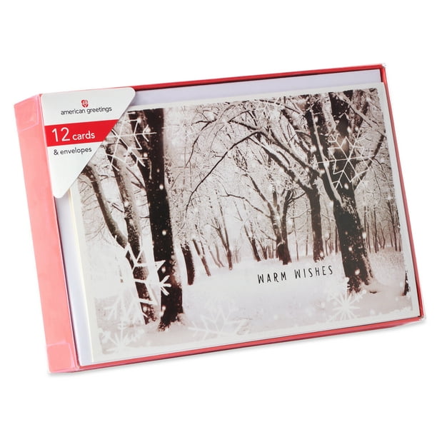 American Greetings 12Count Premium Snowy Forest Christmas Boxed Cards