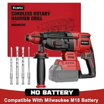 Cordless Rotary Hammer Drill Compatible with Milwaukee 18V Battery, Brushless SDS-Plus Hammer Drill with Safety Clutch for Concrete/Masonry, 1500 RPM, 4 Modes with 360°Auxiliary Handle