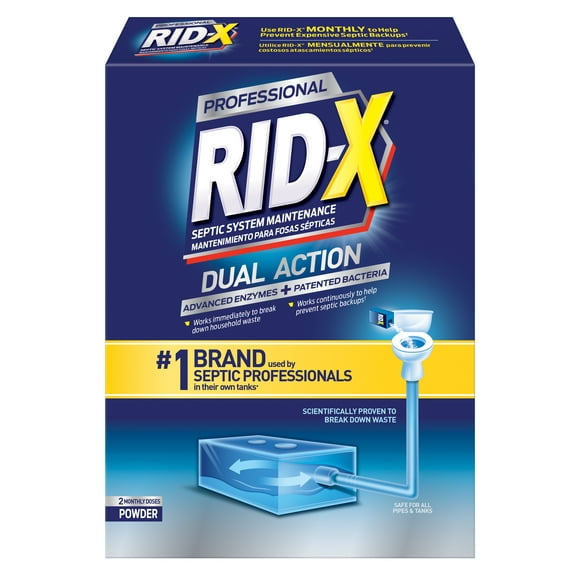 Rid-X Professional Septic Tank Treatment Powder, Dual Action, 2 Month Supply