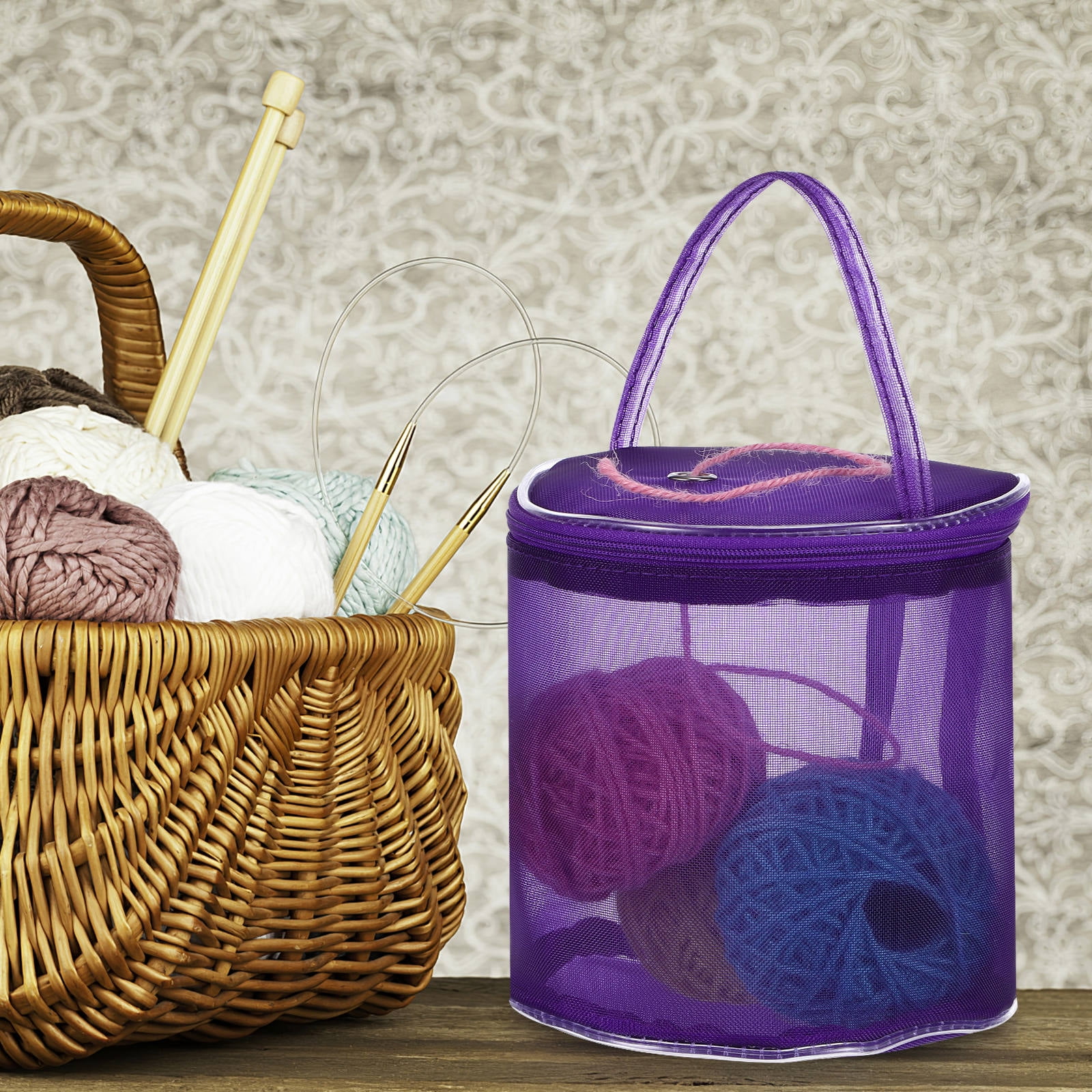 SWETRACE yarn project bag Knitting Basket Nylon Purple 2 Pcs