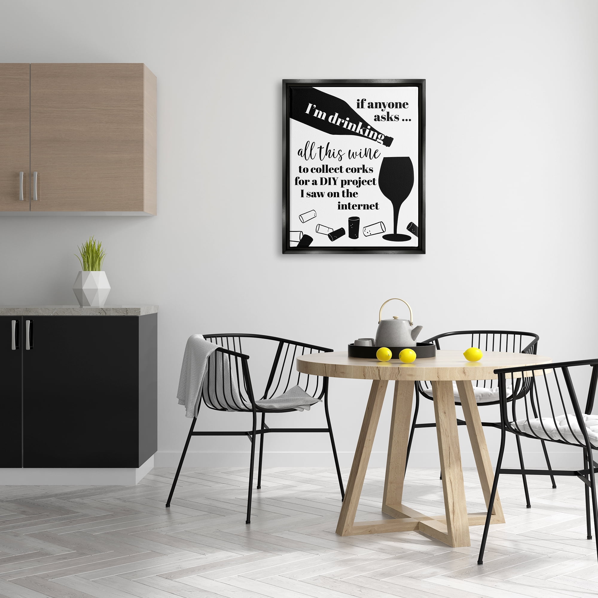 Stupell Industries Funny Wine DIY Phrase Food & Beverage Painting Black Floater Framed Canvas Art Print Wall Art, 25 x 31