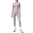 thumbnail image 2 of Workout Sets for Women 2 Piece Scrunch Butt Lifting Leggings Long Sleeve Slim Fit Tops Matching Set Gym Yoga Outfits, 2 of 6