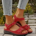 thumbnail image 6 of MLCDZ Orthopedic Sandals for Women,Women Walking Slippers with Arch Support Wedge Sandals Summer Dressy Open Toe Ankle Strap Platform Casual Slip on Sandals Beach Dress Comfortable Shoes Red 43, 6 of 9