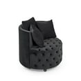 thumbnail image 4 of Swivel Barrel Chair ,Elegant Accent Chair with Button Tufted Design and Movable Wheels,3 Pillows, barrel chair for Living Rooms & Bedrooms,Black, 4 of 7