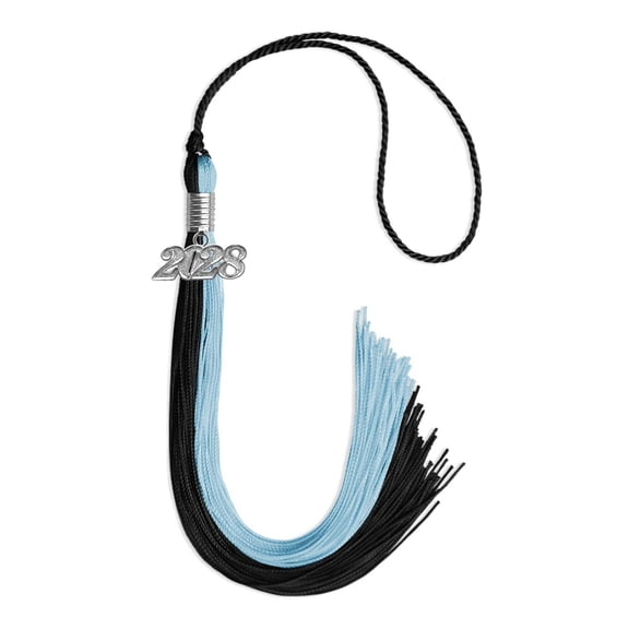 Endea Graduation Black/Light Blue Graduation Tassel with Silver Date Drop