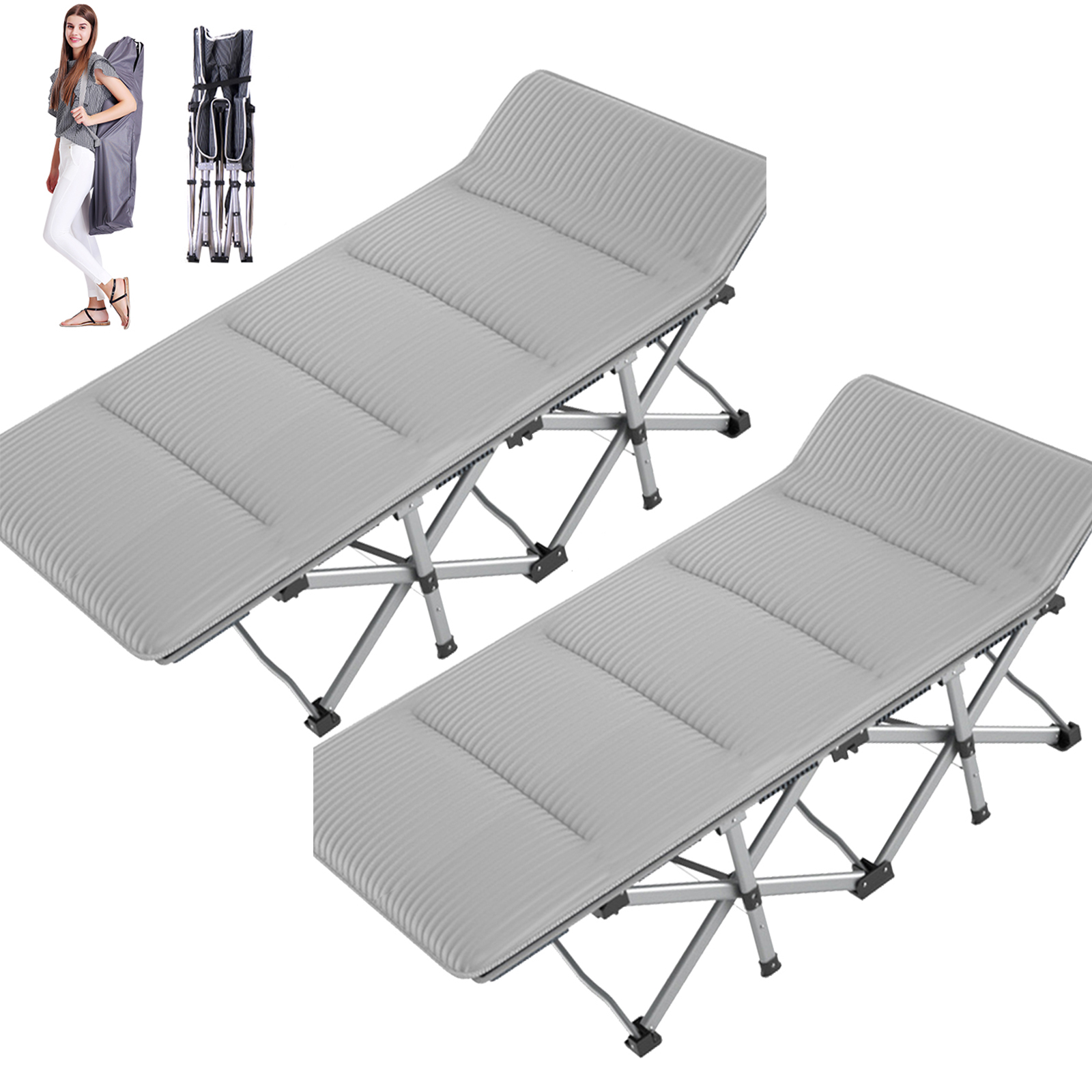 Lilypelle 2 Pack Folding Camping Cot, Double Layer Oxford Strong Heavy
