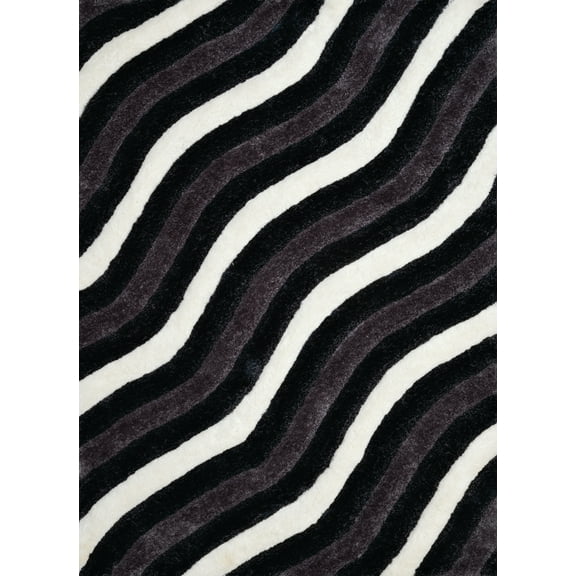 United Weavers Finesse Area Rug 2100-20470 Showers Black Waves Stripes 1' 10" x 3' Rectangle