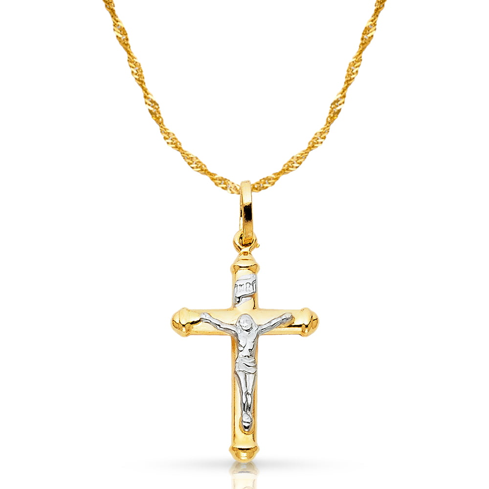 Details about   14K Twotone Gold White Jesus Crucifix Cross Religious Pendant 1.20 Grams