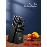 D.Perlla Knife Set, 14 Pcs Kitchen Knives Set with Built-in Sharpener, German Stainless Steel Knife Sets with Block