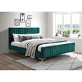 thumbnail image 2 of Omax Decor Julia Wood and Fabric Upholstered Queen Platform Bed in Green, 2 of 4