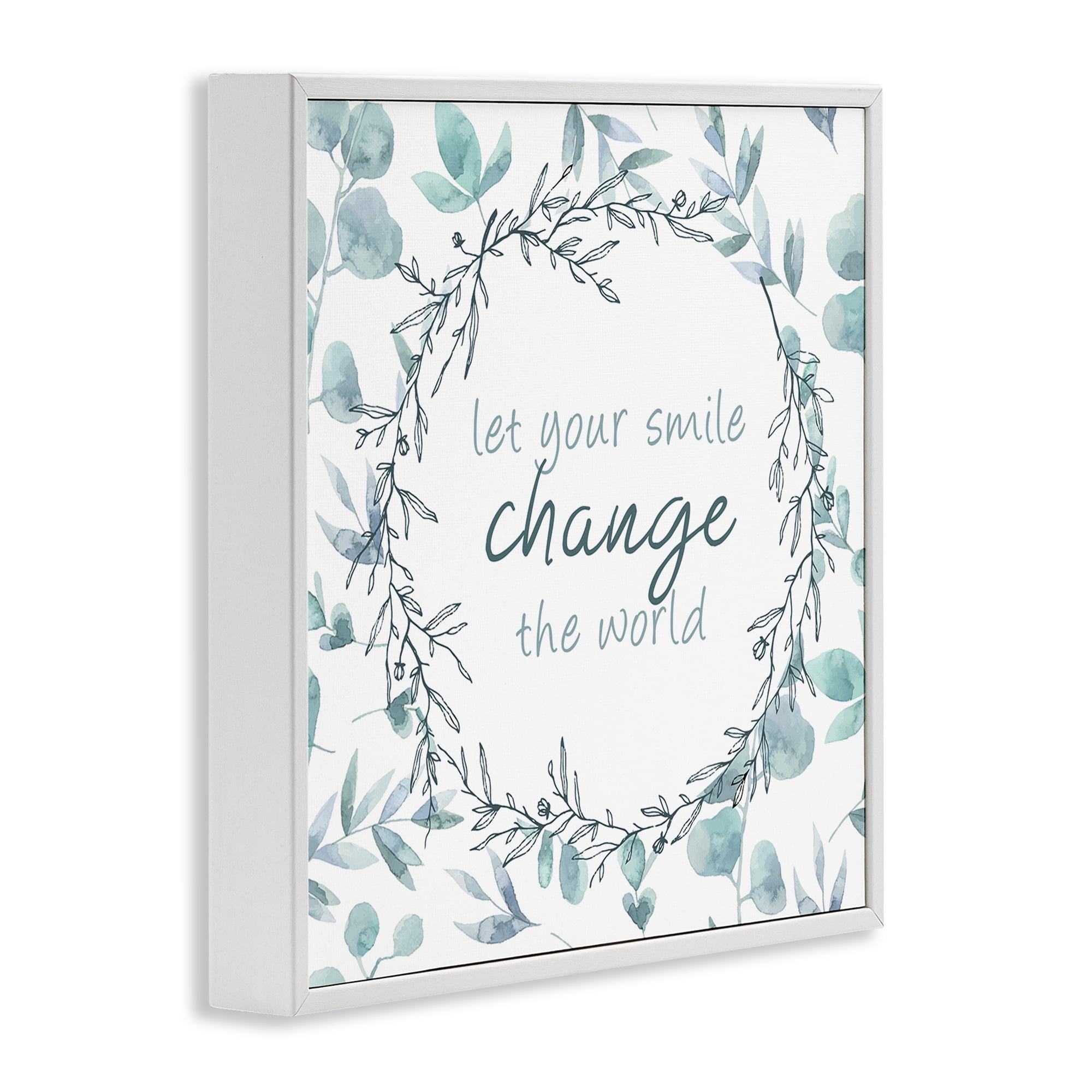 Stupell Industries Smile Change The World White Framed Giclee Art, design by Kim Allen