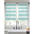 thumbnail image 3 of Aqua Striped Semi Sheer Curtains 54 Inch Length 2 Panels Set, Rustic Farmhouse Stripes Sheer Kitchen Curtain Privacy Voile Window Curtain for Living Room Bedroom Rod Pocket Drapes, 3 of 7