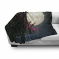 thumbnail image 3 of Moon Soft Flannel Fleece Throw Blanket, Cherry Blossom Stars from Milky Way Eastern Night Sky Celestial Body, Cozy Plush for Indoor and Outdoor Use, 50" x 70", Magenta Ivory Dark Blue, by Ambesonne, 3 of 6