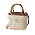 thumbnail image 2 of Floleo Natural Woven Straw Bag, 7x6 Inch Beige Handmade Rattan Shoulder Bag for Women, Summer Fashion Boho Purse for Beach, Vacation, Casual Outfit, Daily Use, 2 of 6