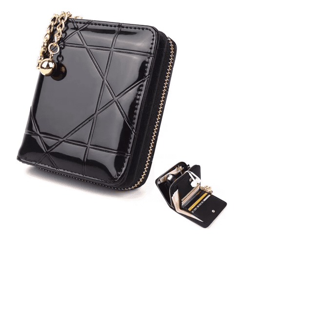 Cartera Monedero Mujer Billetera Cremallera Estilo Retr Xtellar Color Negro