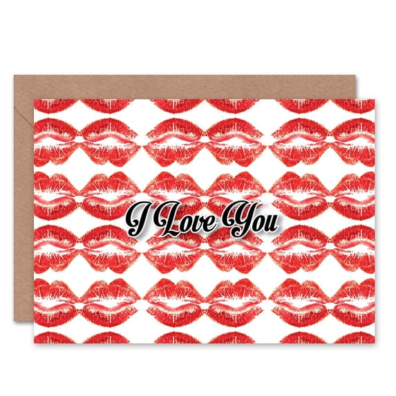 Valentine Romance Romantic Love Kiss Lipstick Present Greetings Card Plus Envelope Blank inside